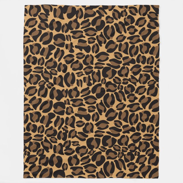 Leopard Print Pattern Classic Jungle Round Fleece Blanket (Front)