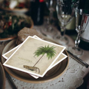 Leopard Print Pattern Elegant Palm Personal Napkin