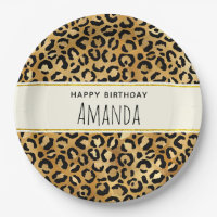 Leopard Print Pattern in Gold and Black Birthday