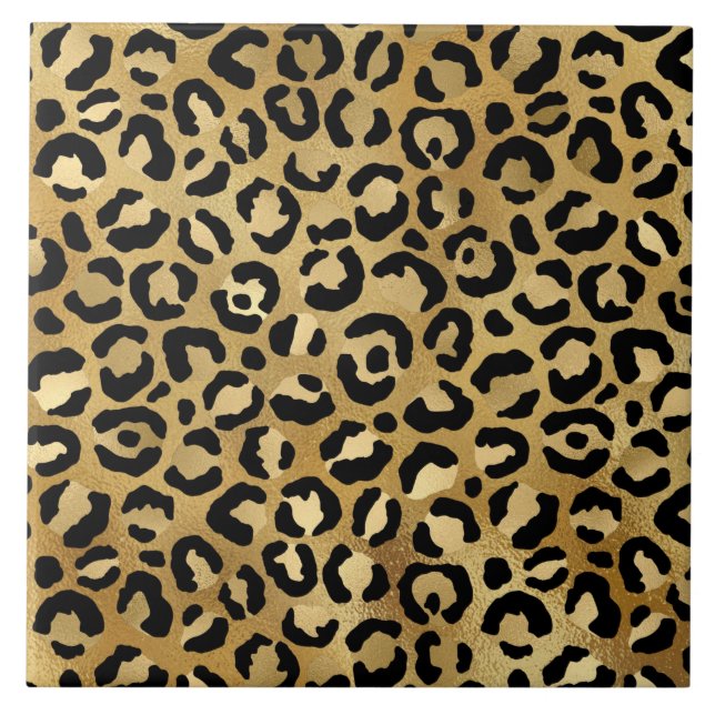 Leopard Print Pattern in Gold and Black Tile (Front)
