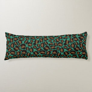 Leopard Print Pattern Jungle Green brown Body Cushion