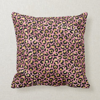 Leopard Print Pattern Pink and Gold Cushion