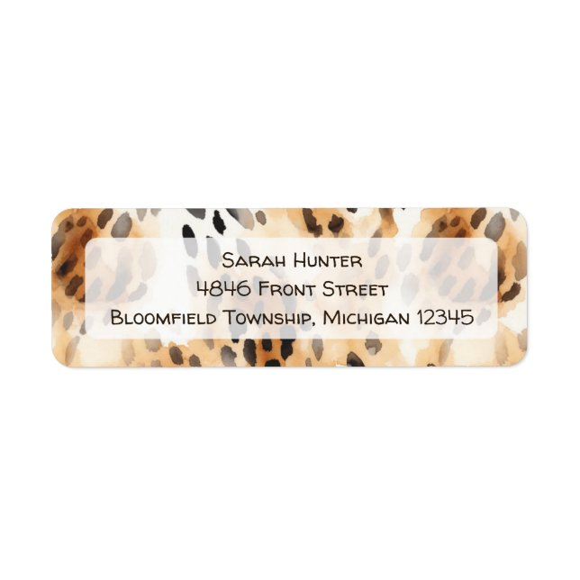 Leopard print pattern safari animal return address (Front)