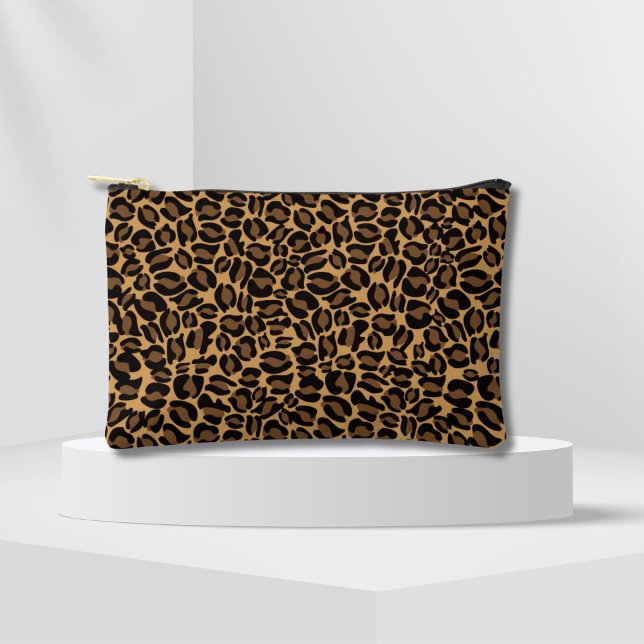 Leopard Print Pattern Safari Jungle Accessory Pouch (brown leopard print pouch)