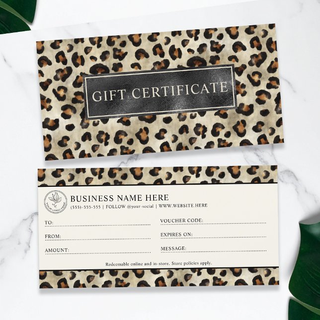Leopard Print Pattern Shop Owner Gift Certificate (Creator Uploaded)