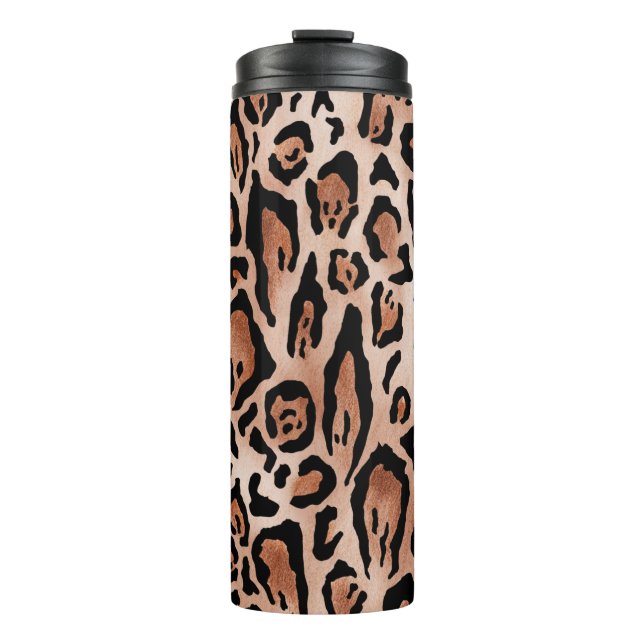 Leopard print pattern thermal tumbler (Front)