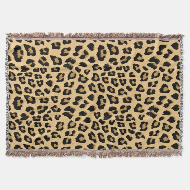Leopard Print Pattern Throw Blanket (Front)