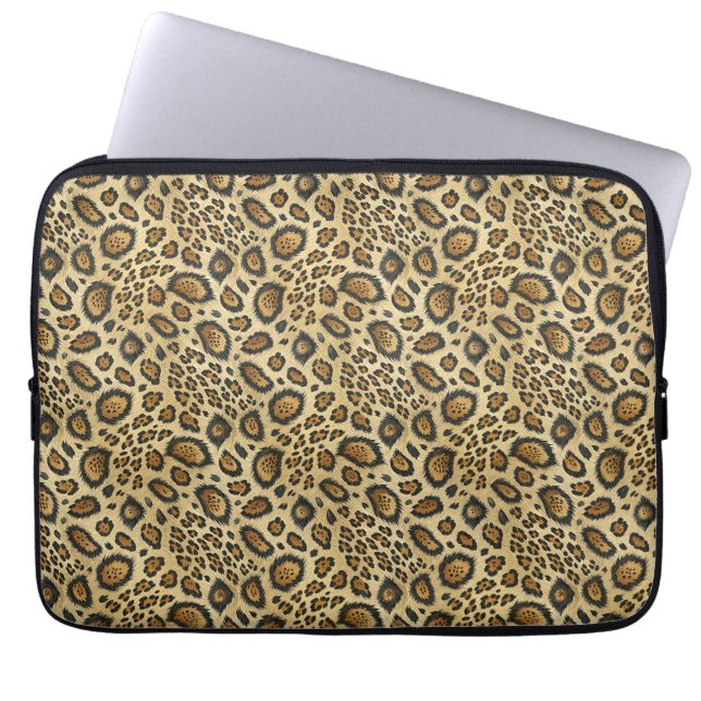 Leopard Print Pattern – Wild Animal Skin Design Laptop Sleeve (Front)