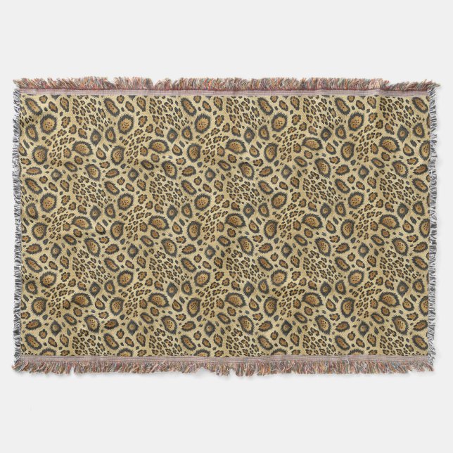 Leopard Print Pattern – Wild Animal Skin Design Throw Blanket (Front)