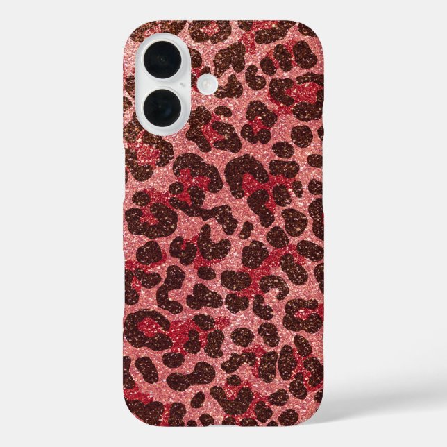Leopard Print Pattern With Rose Gold Glitter Case-Mate iPhone Case (Back)