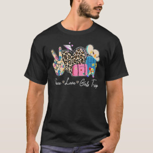 Leopard Print Peace Love Girls Trip Vacation Mode  T-Shirt