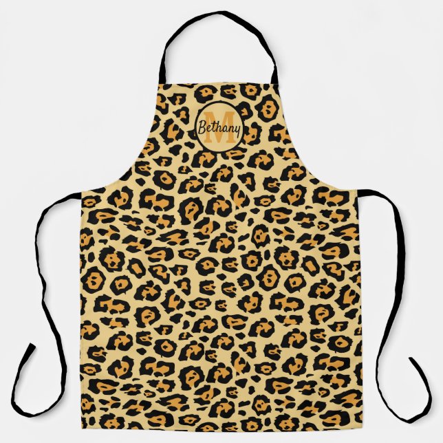 Leopard Print Personalised Apron (Front)
