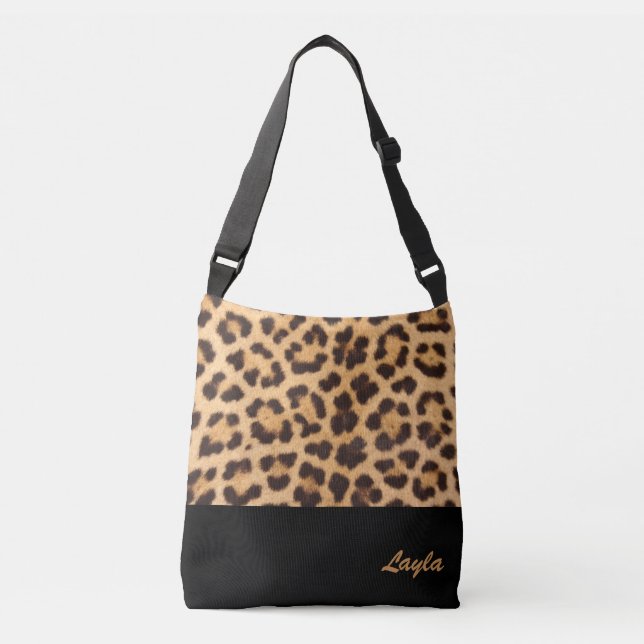 Leopard Print Personalised Crossbody Bag (Front)