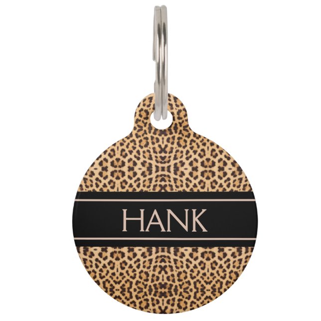 Leopard Print Personalised Dog Pet Tag (Front)