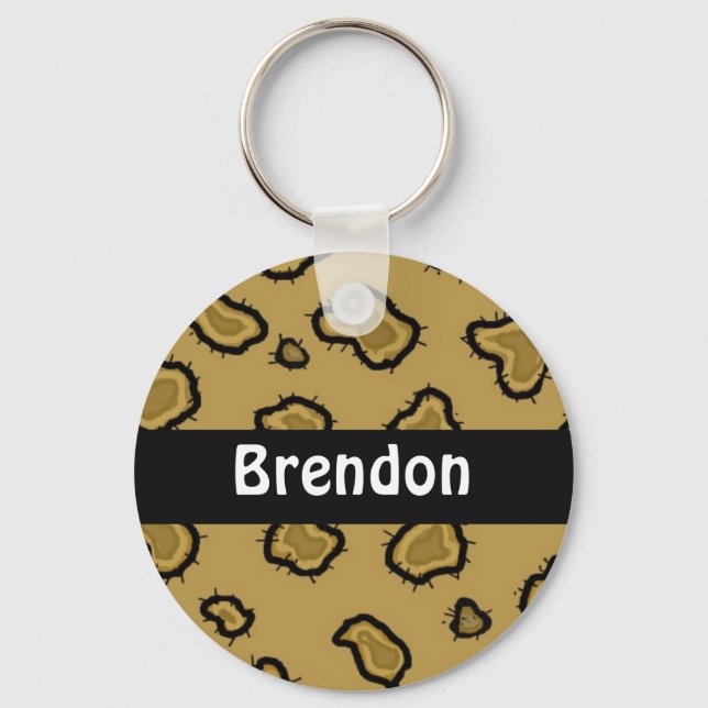 Leopard Print Personalised Key Chain (Front)
