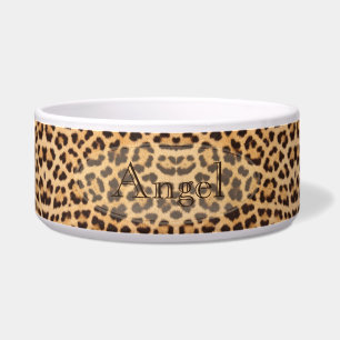 Leopard Print Personalised Pet Food Bowl - HAMbWG