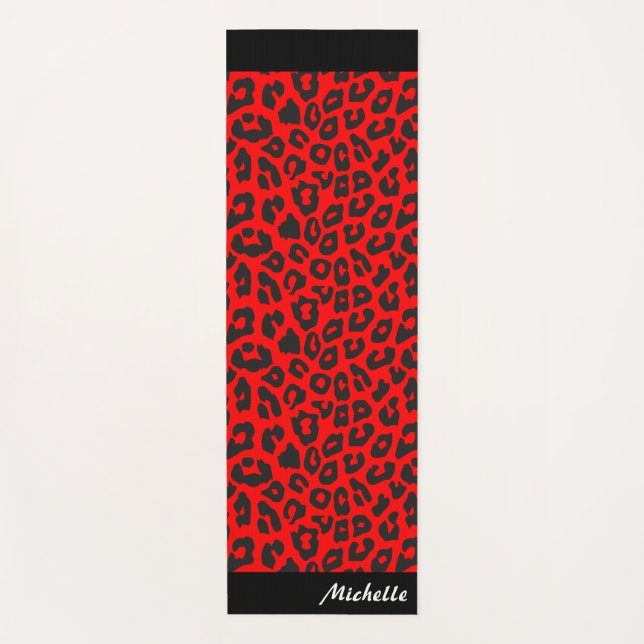 Leopard Print Personalised  Yoga Mat (Front)
