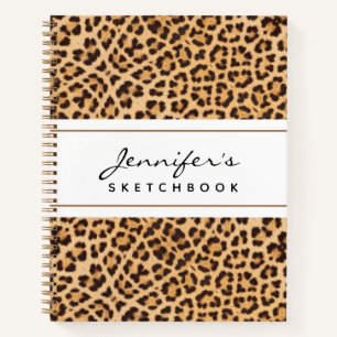 Leopard Print Personalized Sketchbook Your Name Notebook