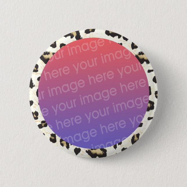 leopard print photo frame border 6 cm round badge (Front)