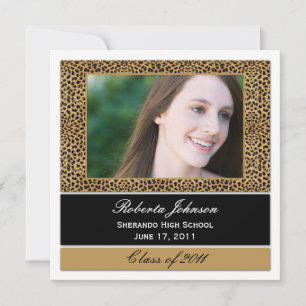 Leopard Print Photo Graduation Invitation
