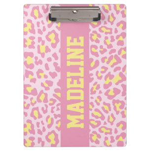 Leopard Print Pink and Yellow Custom Clipboard