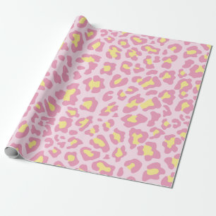 Leopard Print Pink and Yellow Wrapping Paper