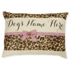 Leopard Print Pink Bow Female Girl Dog Bed