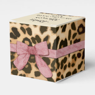 Leopard Print Pink Bow Girl Baby Shower Favour Box