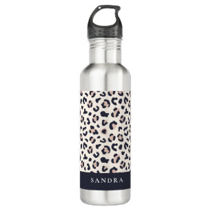 Leopard print pink custom name 710 ml water bottle