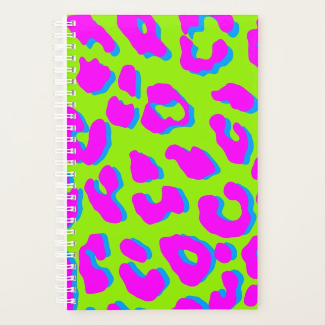 Leopard Print Pink Green Blue Planner (Front)
