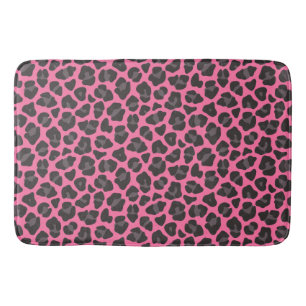 Leopard Print Pink Grey Bath Mat