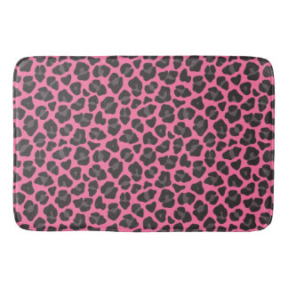 Leopard Print Pink Grey Bath Mat