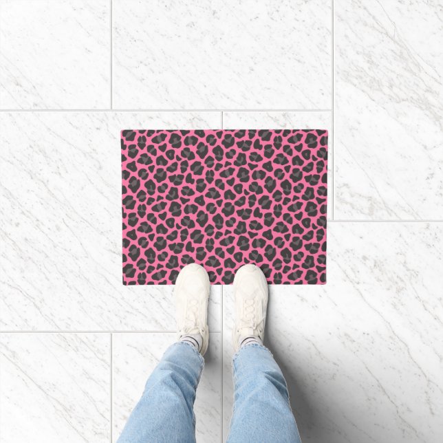 Leopard Print Pink Grey Doormat (Indoor)