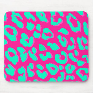 Leopard Print Pink Mint Mouse Mat
