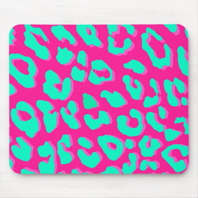 Leopard Print Pink Mint Mouse Mat (Front)