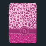 Leopard print pink monogram ipad cover<br><div class="desc">A unique leopard print style monogram case in bright pink and contrasting light pink hues. A perfect gift for a teen girl or a fashionable female. Personalise this item with the initial of your choice. This example reads: B. This original case is designed by Sarah Trett.</div>