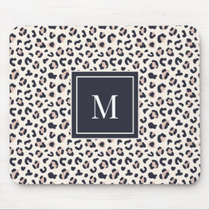 Leopard print pink monogram  mouse mat