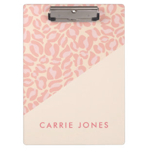 Leopard Print Pink Peach Gold Business Elegant Clipboard