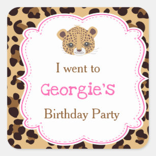 Leopard Print Pink Quatrefoil 'I went to' Square Sticker