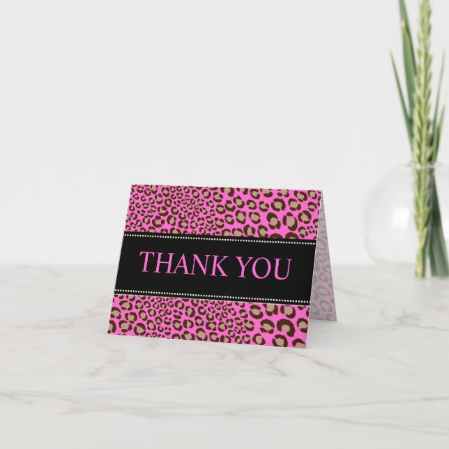 Leopard Print/pink/Thank You/custom backgroud Thank You Card (Front)