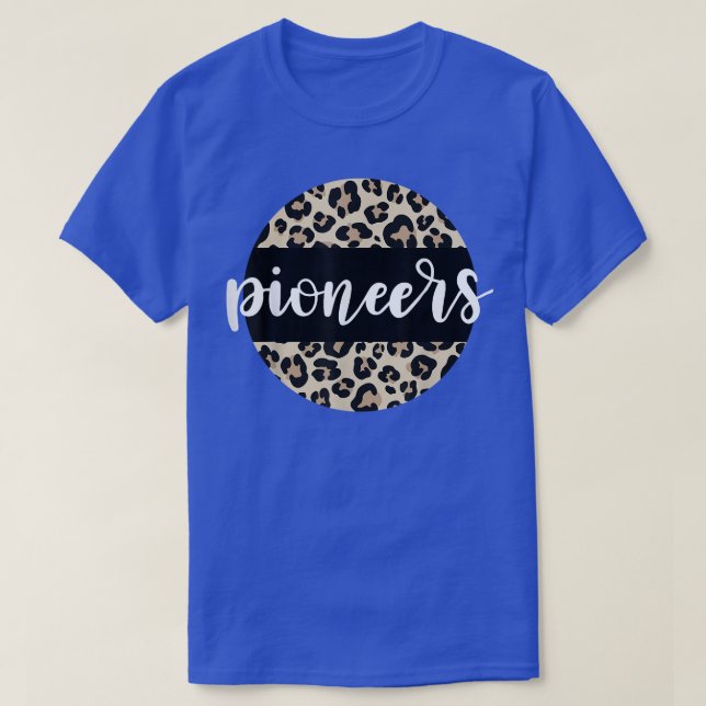 Leopard Print Pioneers Team Mascot School Spirit G T-Shirt (Design Front)
