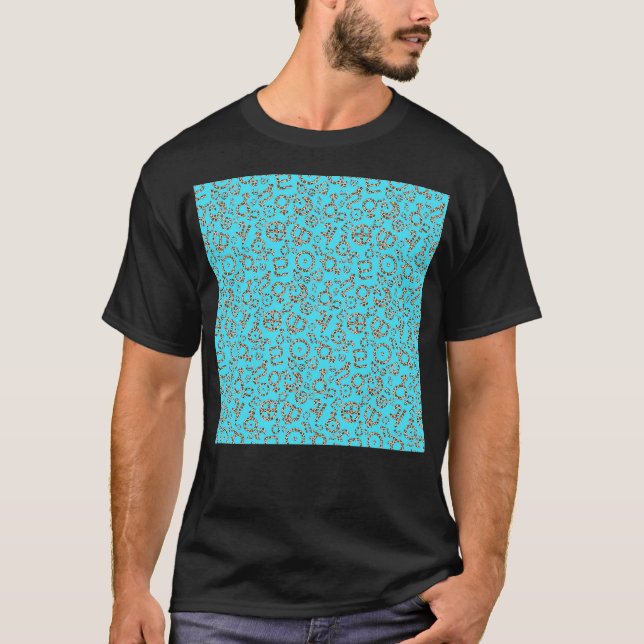 Leopard Print Planet Symbols On Blue Background Pa T-Shirt (Front)