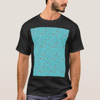 Leopard Print Planet Symbols On Blue Background Pa T-Shirt