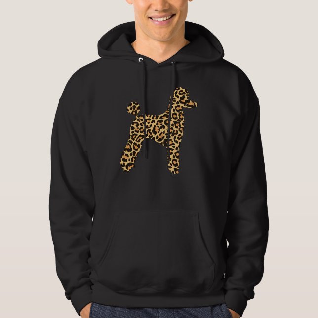 Leopard Print Poodle Pet Dog Owner Lover Girls Wom Hoodie (Front)