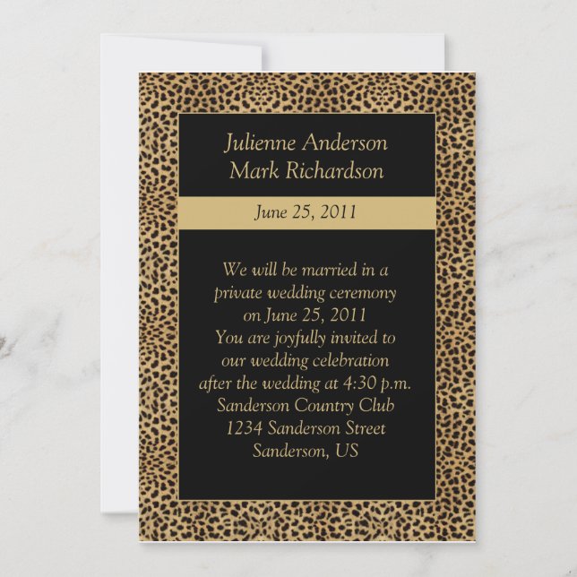 Leopard Print Post Wedding Invitation (Front)