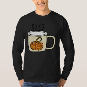 Leopard Print Pumpkin Spice Coffee Cup Graphic Art T-Shirt