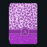 Leopard print purple monogram ipad cover<br><div class="desc">A unique leopard print style monogram case in bright purple and contrasting light lilac hues. A perfect gift for a teen girl or a fashionable female. Personalise this item with the initial of your choice. This example reads: A. This original case is designed by Sarah Trett.</div>