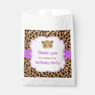 Leopard Print Purple Quatre foil Birthday Party Favour Bags