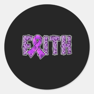 Leopard Print Purple Ribbon Faith Drug Overdose Aw Classic Round Sticker