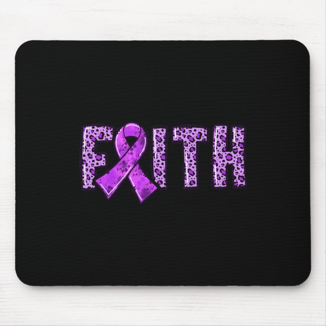 Leopard Print Purple Ribbon FAITH Drug Overdose Aw Mouse Mat (Front)